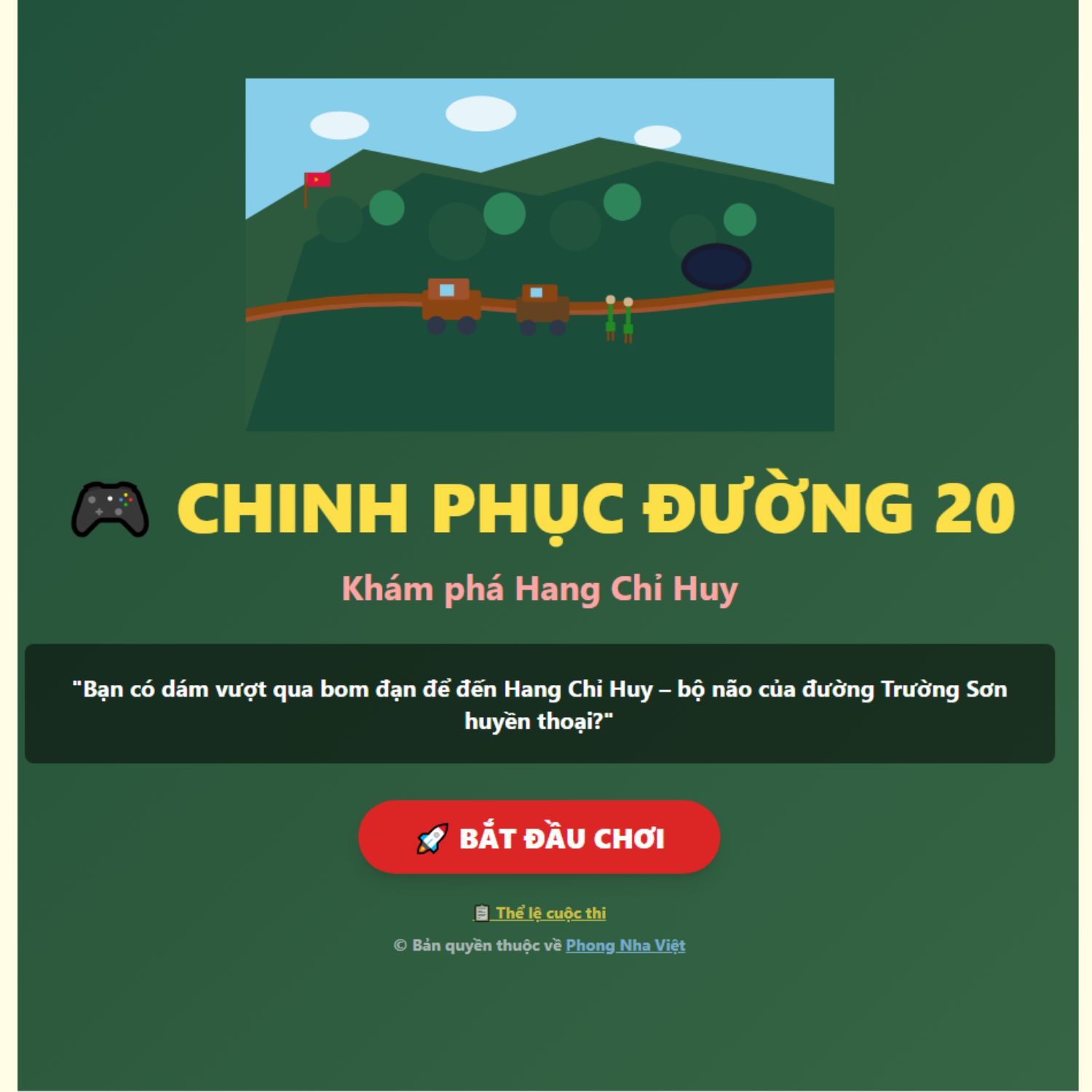 Chơi game Chinh phục Đường 20 – Hang Chỉ Huy