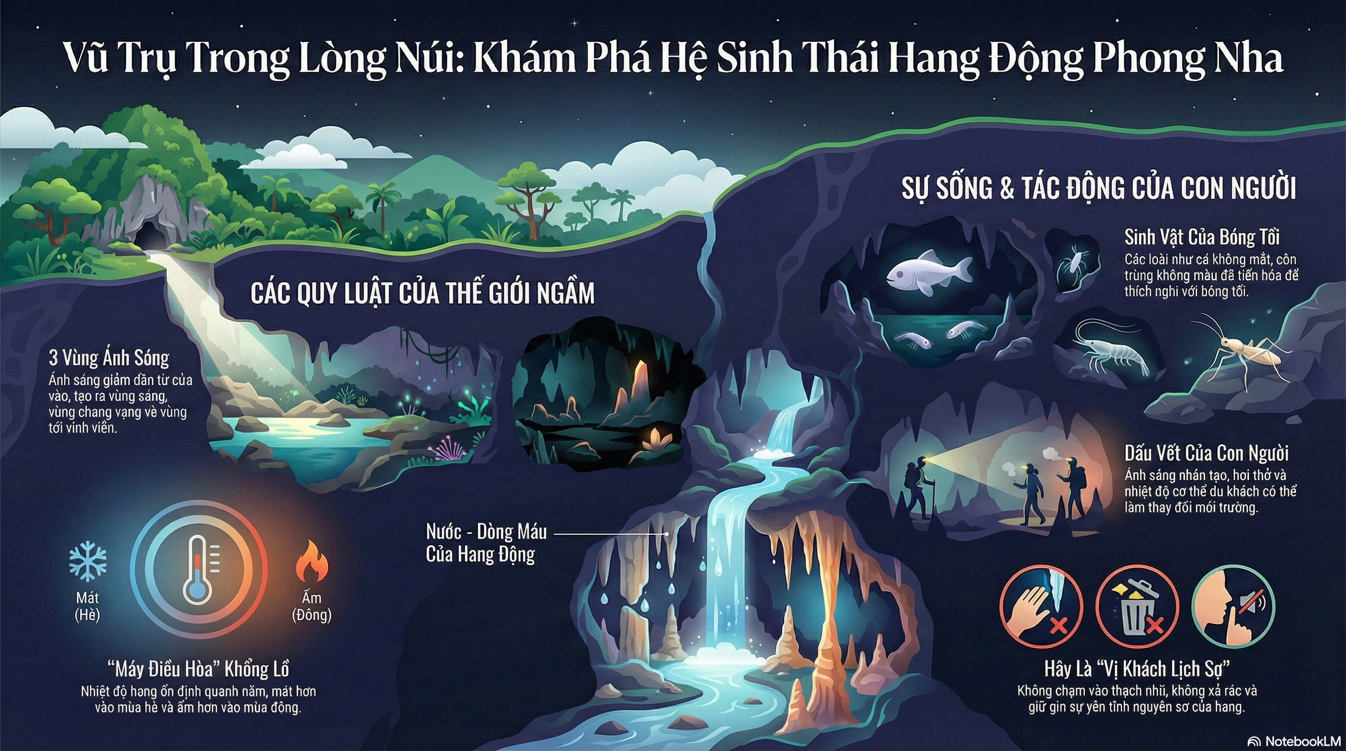 Ánh sáng và không khí tạo nên hệ sinh thái trong hang động Phong Nha - Kẻ Bàng