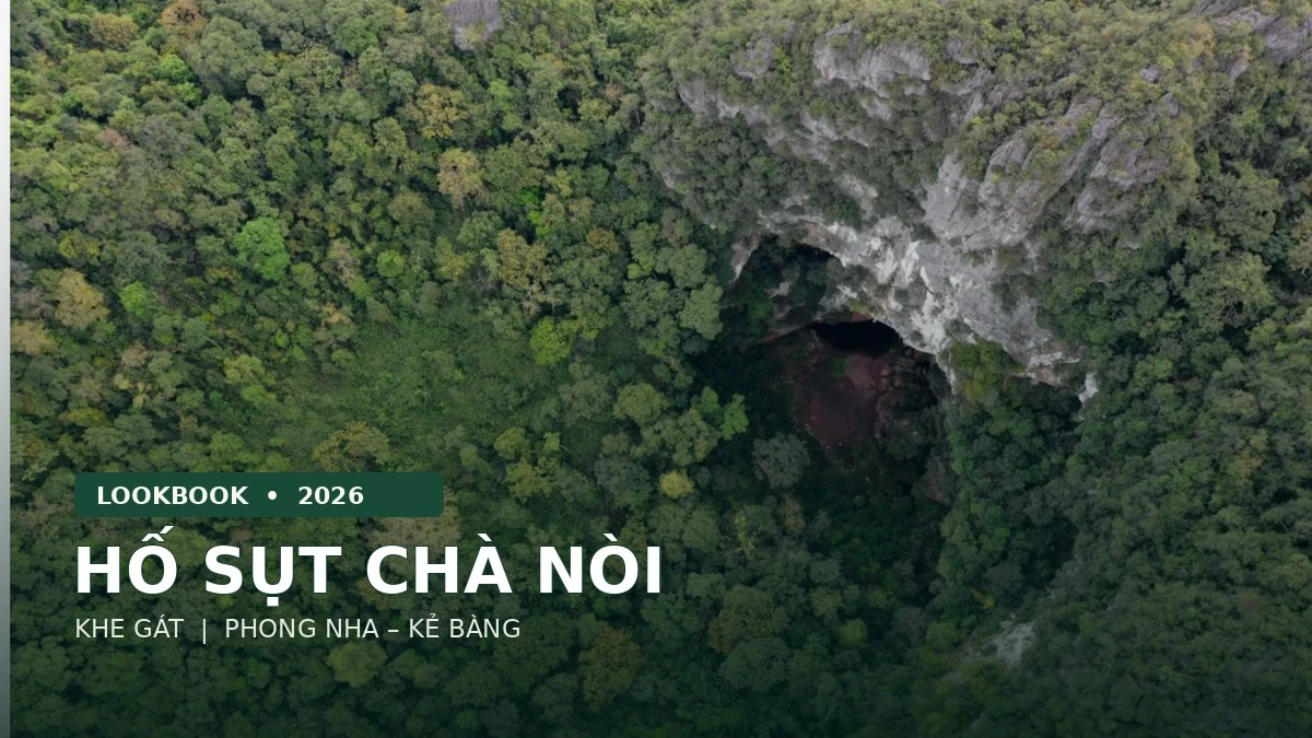 Hố sụt Chà Nòi – Khe Gát nhìn từ trên cao, nằm giữa rừng núi karst